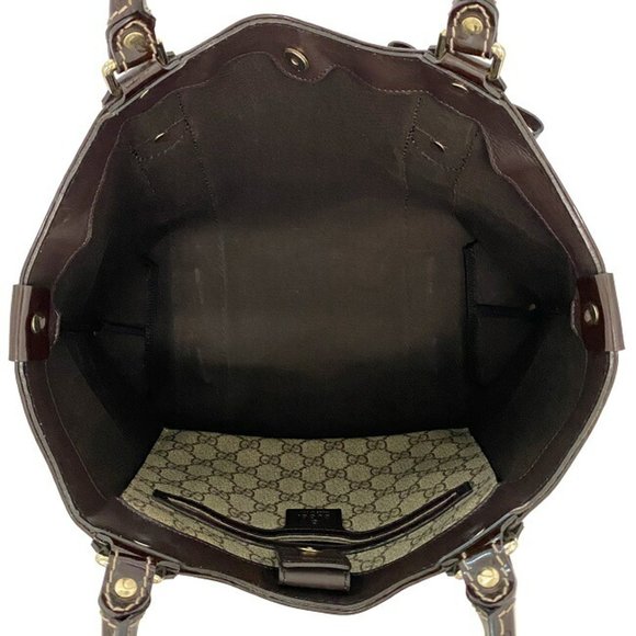 Gucci Tote Bag Beige Brown GG Supreme 203521 PVC Patent Leather GUCCI Handbag... - Picture 5 of 10